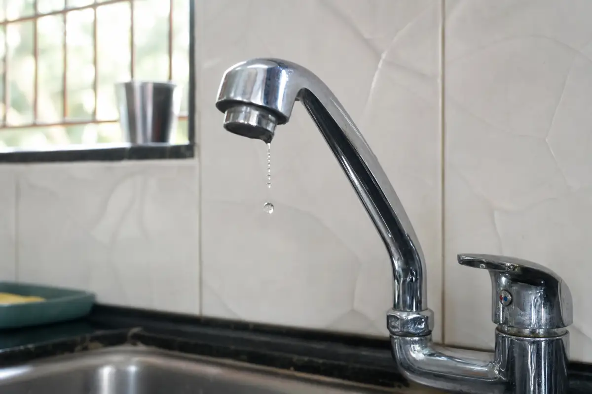 Tap and leakage repair on a chrome tap with water drip