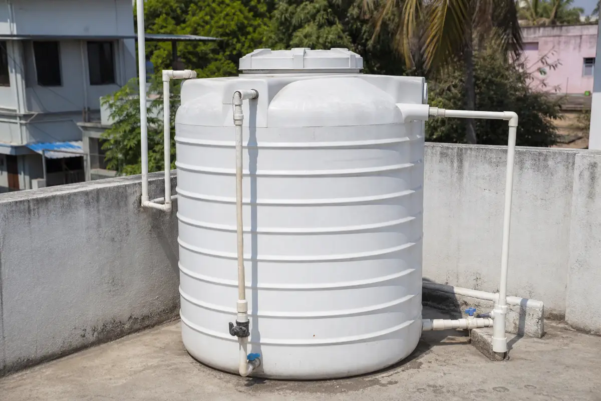 Overhead water tank connection pipes on terrace in Nawada Bihar